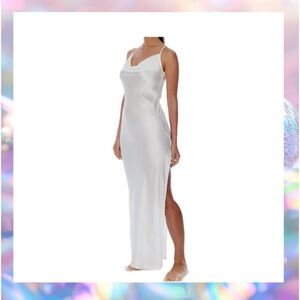 LBLC The Label Elegant Camila Cowl White Satin Slip Dress Size M NWT